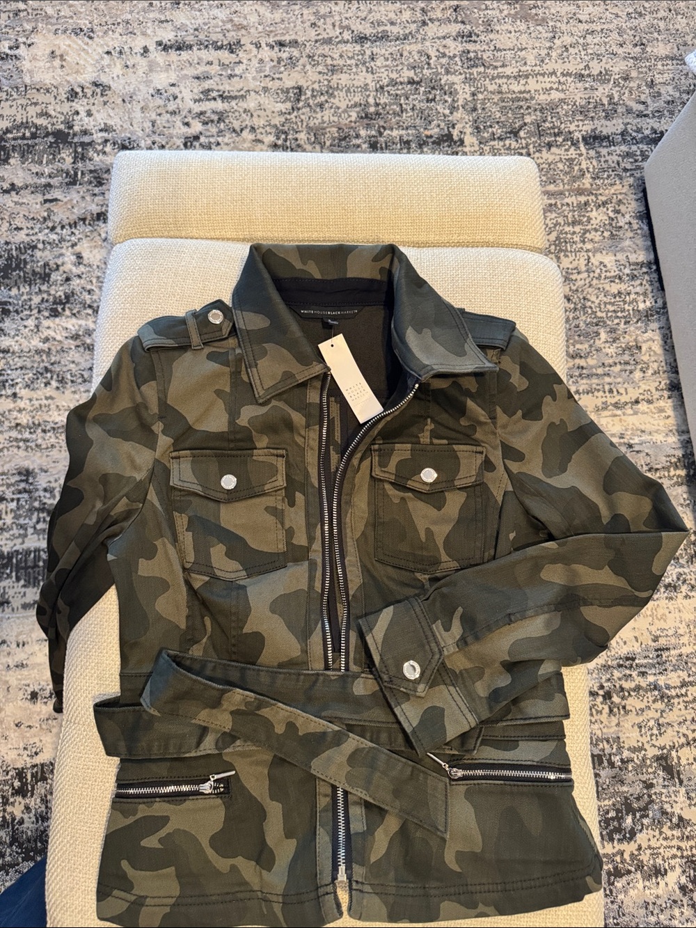 White House Black Market Green Camo Utility Jacket